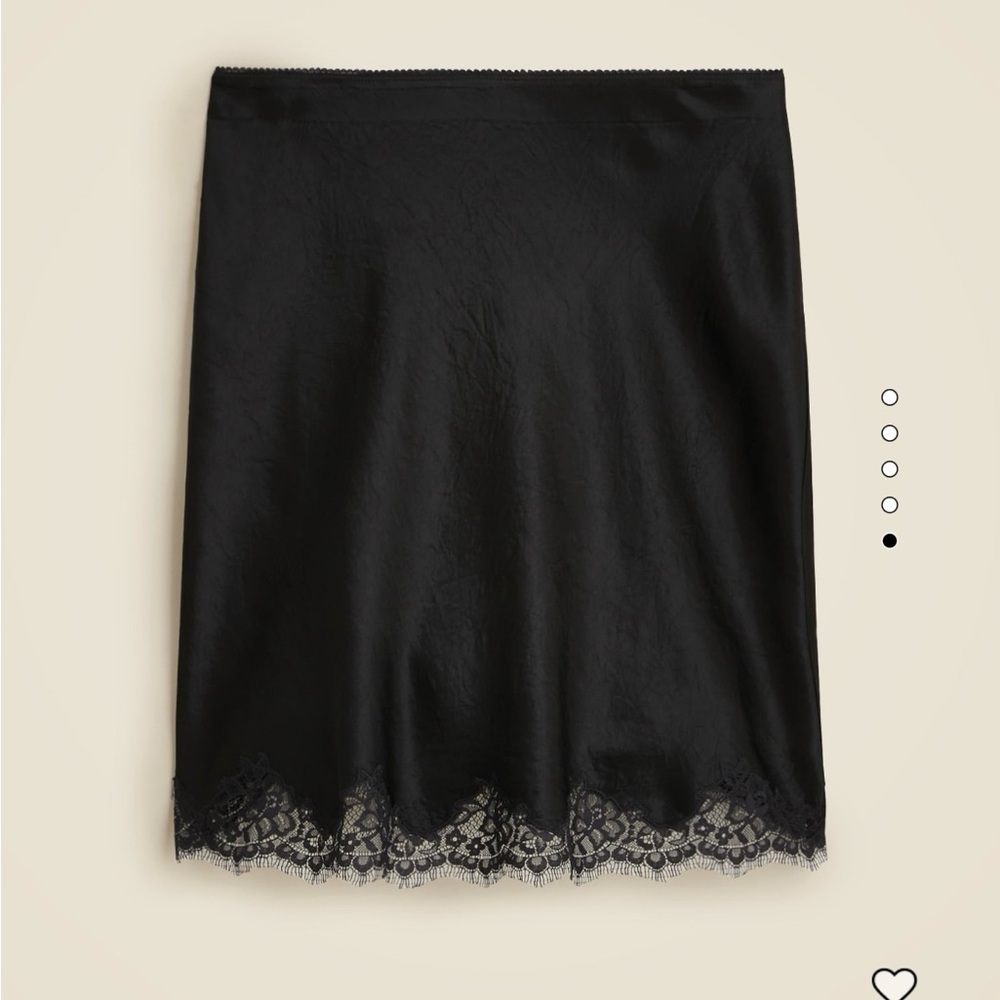 J. Crew Gwen Lace Trimmed Black Satin Mini Skirt size M